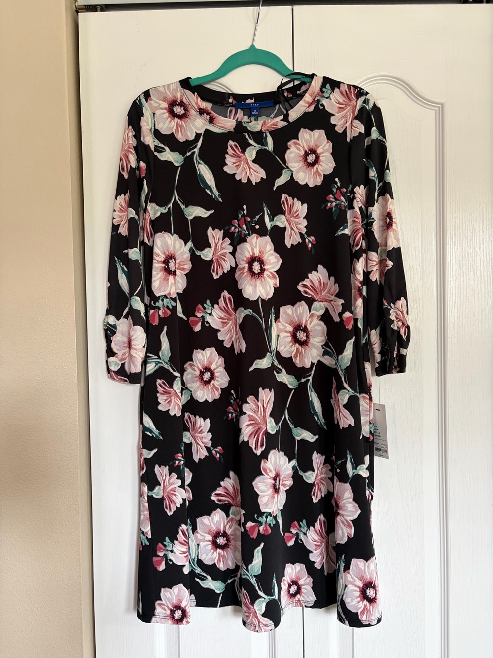 Apt. 9 Black Dress with Pink Floral Print